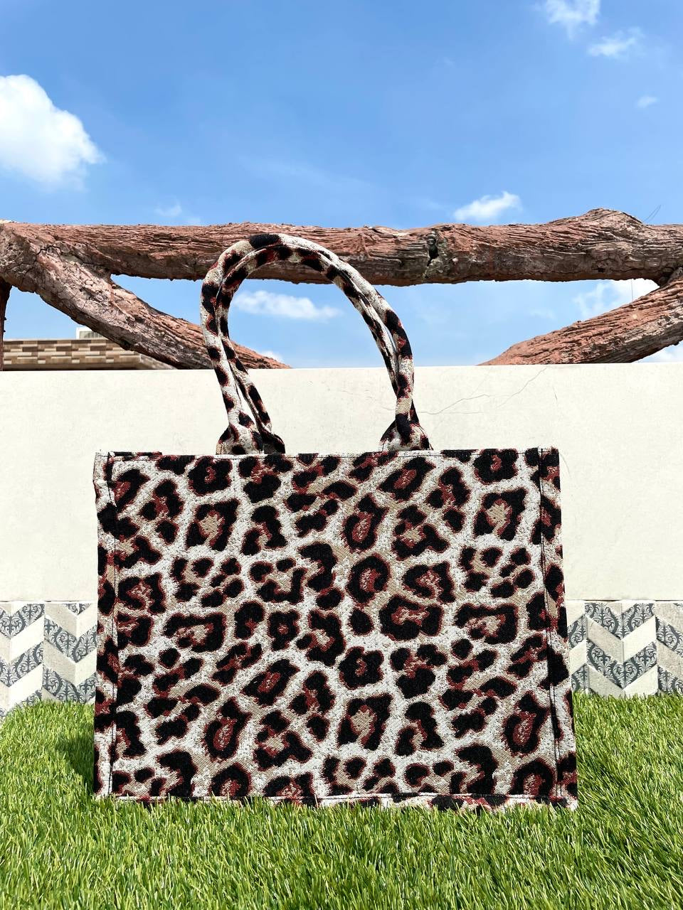 Leopard canvas tote bag online