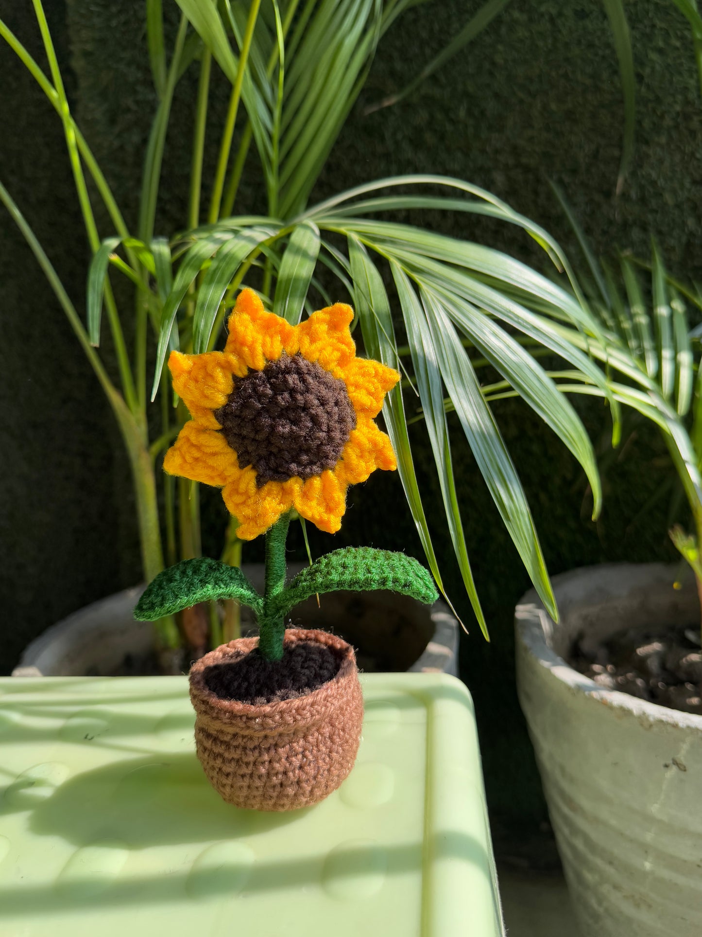 Handcrafted Crochet Sunflower Pot