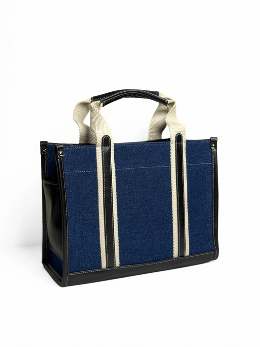 B E R L I N // Denim Mini Tote · Midnight Blue (with Black)