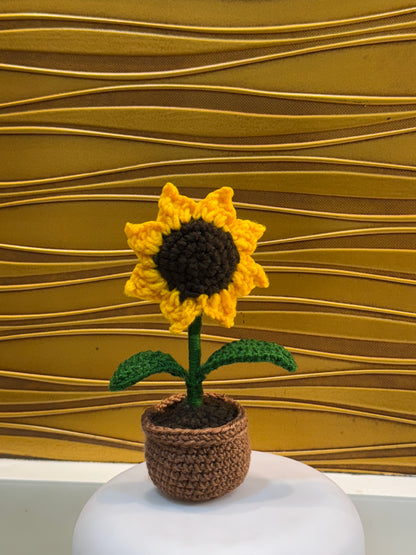 Handcrafted Crochet Sunflower Pot