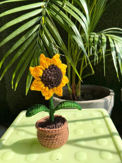 Handcrafted Crochet Sunflower Pot