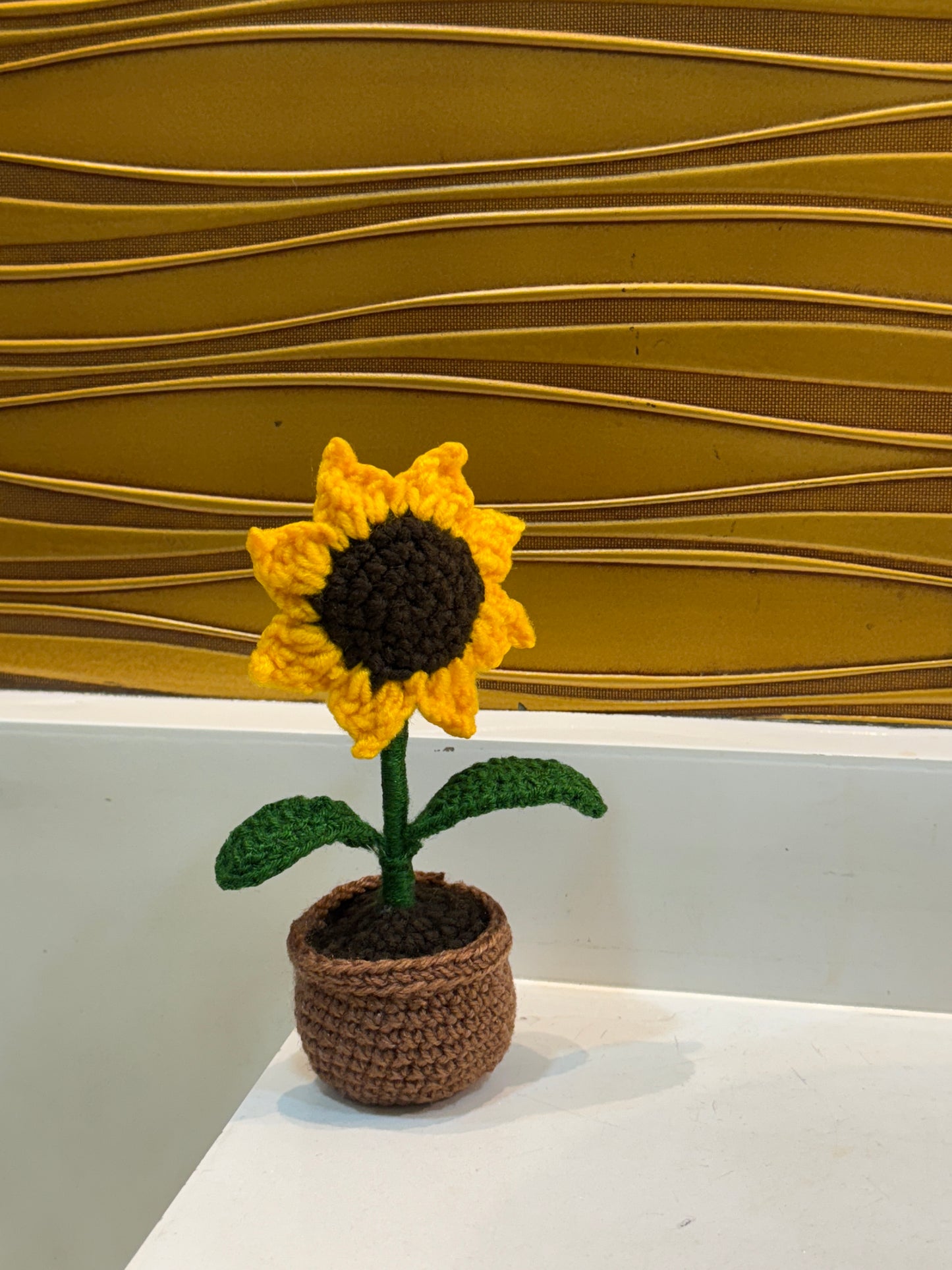 Handcrafted Crochet Sunflower Pot